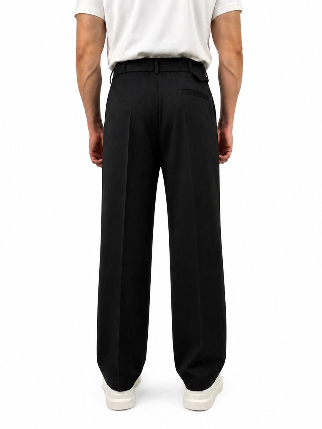 Classic Black Pleated Wide-Leg Trousers 6j6611